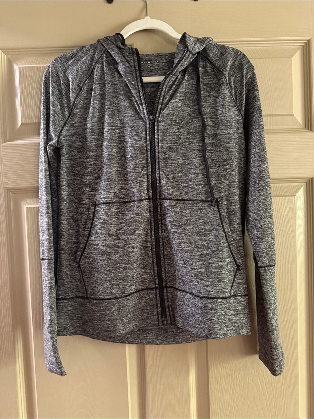 Athleta Black & Gray Marled Full-Zip Hoodie